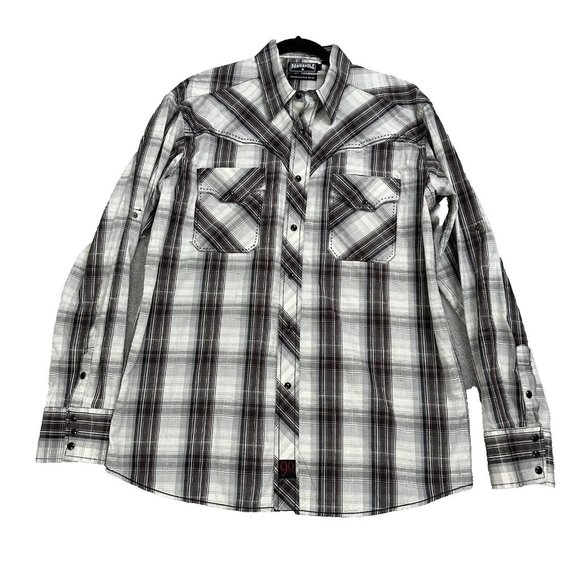 Panhandle Slim Men's Western Long Sleeve Snap Button Cowboy Shirt Size L Brown - Picture 1 of 15